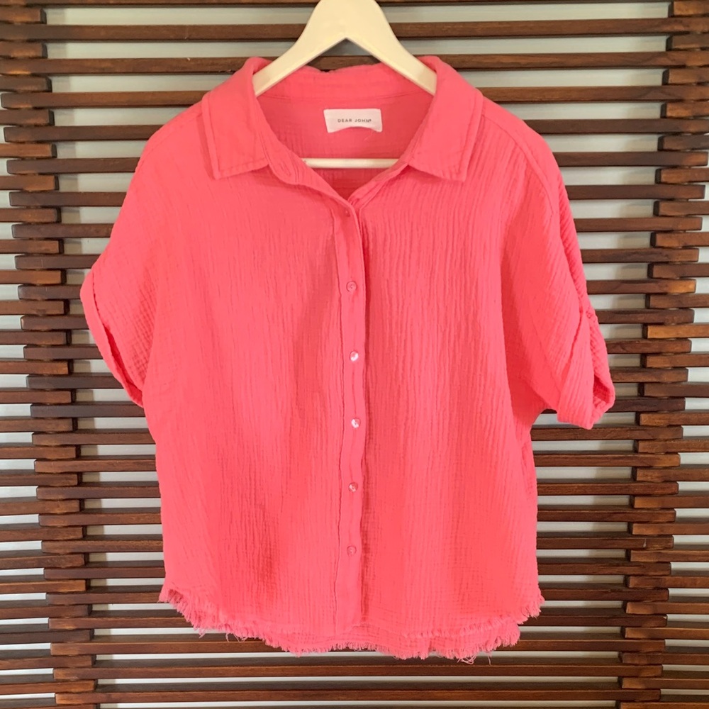 Dear John Coral Pink Button Down Shirt